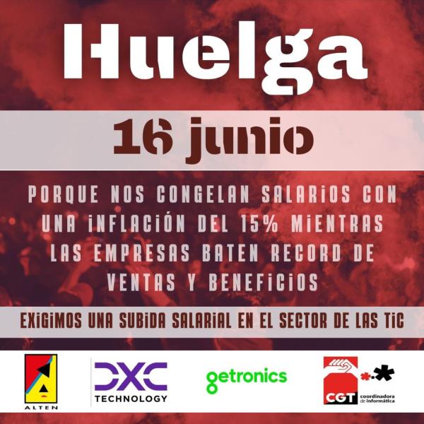 Huelga en Alten, DXC y Getronics el 16 de junio.