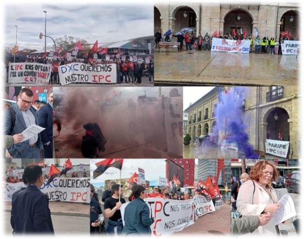 Ayer se realizaron concentraciones de delegados/as en la inauguración del Mobile World Congress y frente al Ayuntamiento de Avilés, para visibilizar la justa reivindicación de la plantilla de DXC: No podemos apretarnos más el cinturón.